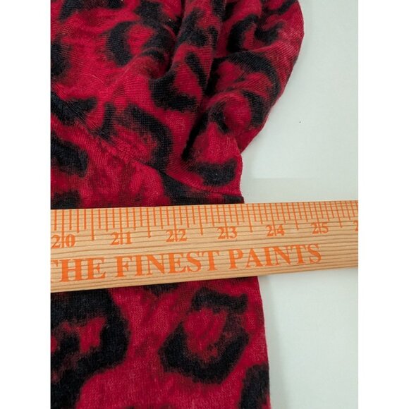 Talbots Merino Wool Animal Print Cardigan Womens Size 2X Red Button Front - Picture 10 of 11
